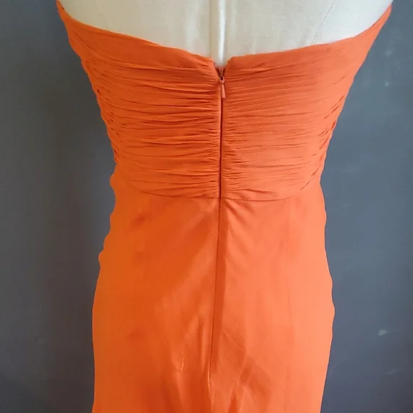 Vtg Niteline Chic  Orange Silk  Gown with Silver Accents - Picture 7 of 16